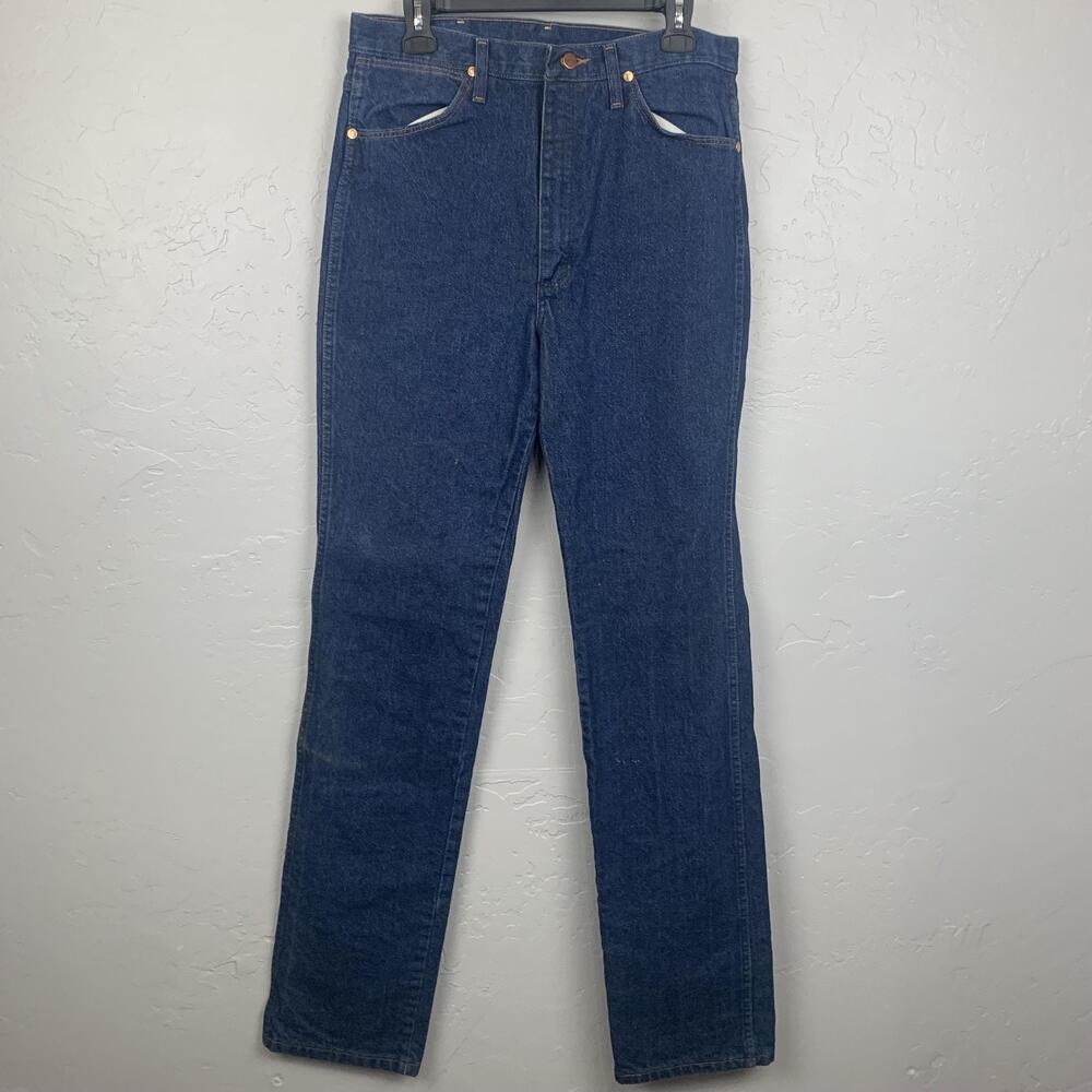 Wrangler 936DEN Jeans Mens 33x38 Blue Denim Slim Straight Cowboy Cut Western